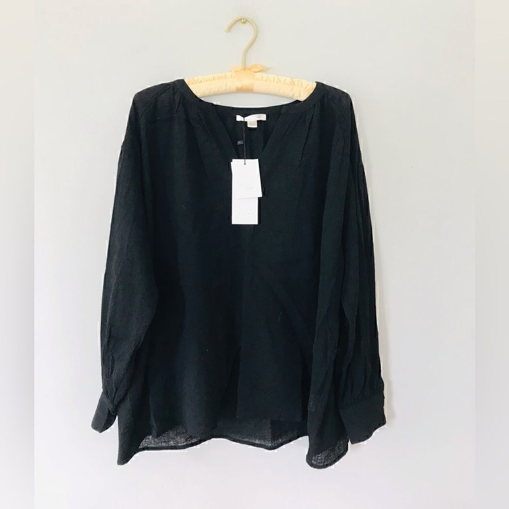 See u soon | black womens oversized peasant blouse | new with tags